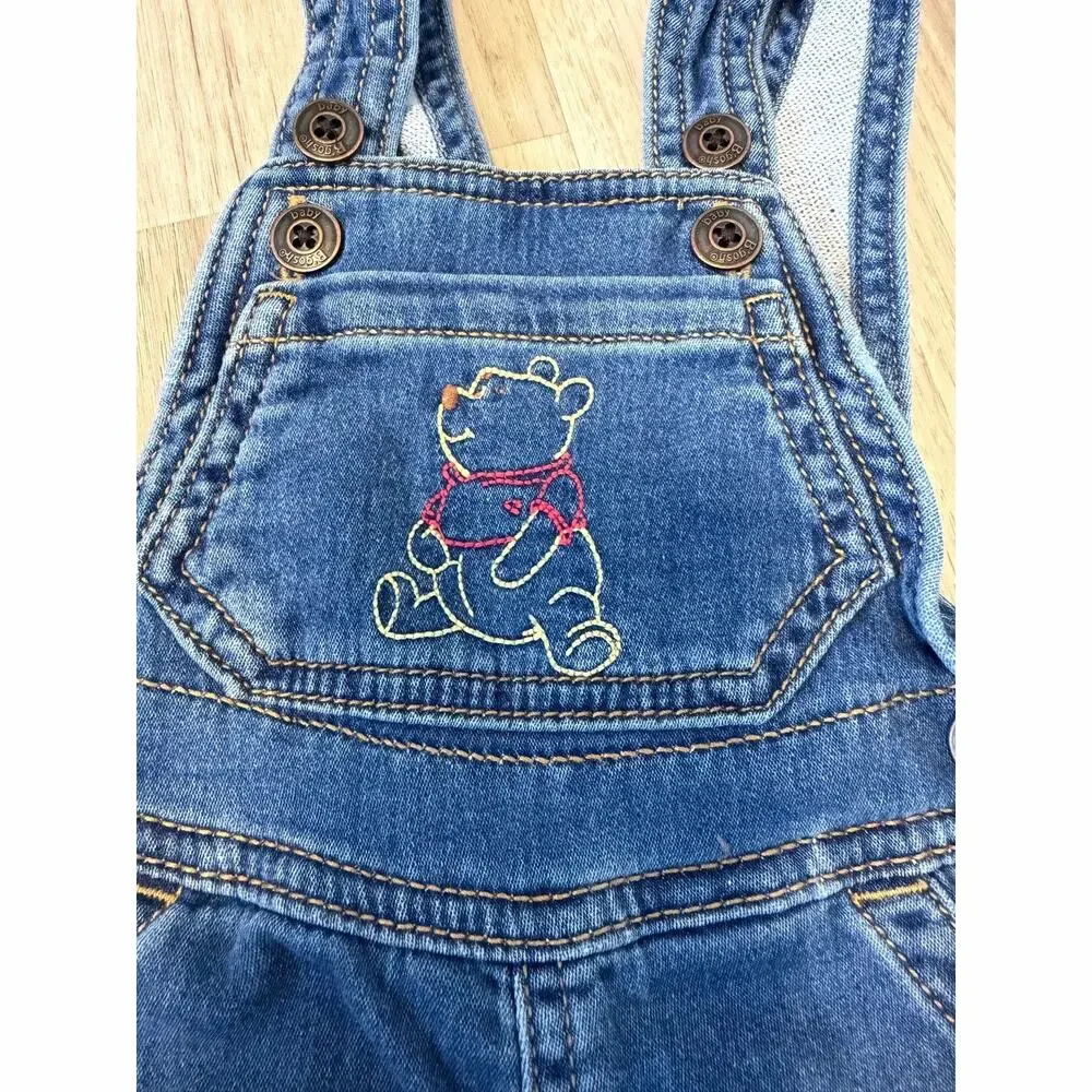 OshKosh B'gosh unisex 3 Month Blue Denim Overall One-Piece Winnie The Pooh Bear